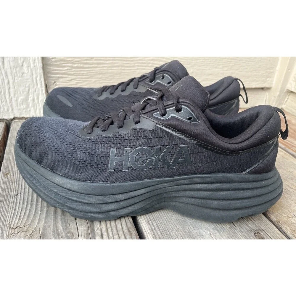 Hoka One One Bondi 8 Men’s 8.5D Running Shoes Black/Black *NO INSOLES*
